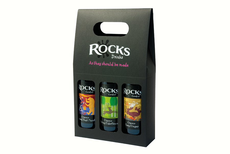 Pacakging design for soft drinks gift packaging, near Southampton, Hampshire – Rocks Drinks