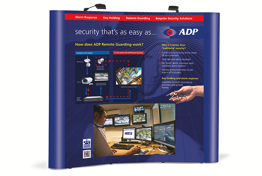 Brand identity, brochure and exhibition display design for ADP Security, specialist security systems, Petersfield, Hampshire