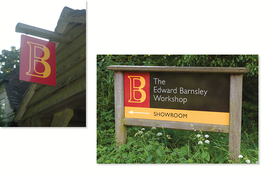 Signage design for furniture maker, Edward Barnsley, bespoke pieces of hand-made furniture, near Portsmouth, Hampshire