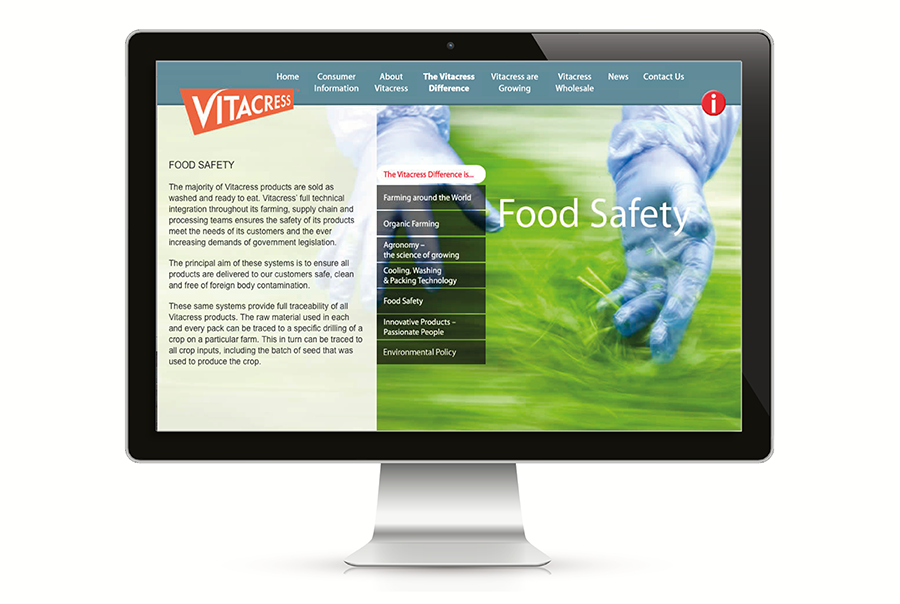 Website design for salad producer, Vitacress Salads, near Southampton, Hampshire